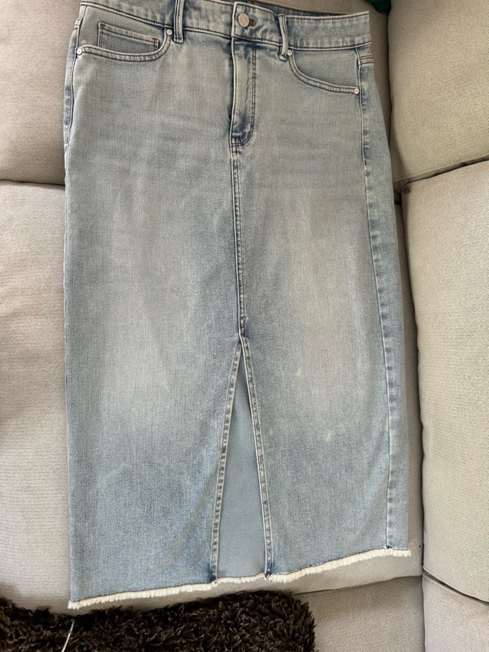 White House Black Market Light Blue Denim Midi Skirt, Size 8